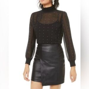 BAR III - Black Sheer Blouse and Skirt Set‎